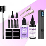Professionaalne UV juuksepikenduste t&ouml;&ouml;riistade komplekt L&auml;bipaistev UV-liim UV-lamp 30g liimi 30ml eemaldajat ripsmetele, parukitele, pikendustele A set