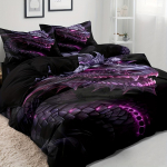 3 tk Antiikse lossi valvurdraakoni lillakate draakonitr&uuml;kiga tekikate komplekt, Hingav 100% pol&uuml;estervoodipesu lukuga Duvet Cover Set&EU Single(135x200cm)