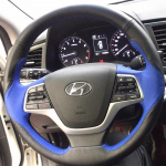 hand stitched Black Blue leather car steering wheel cover for Hyundai Elantra 4 2016 2017 Solaris 2017 Accent 2018 style 3