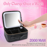Makeup Bag Organizer with Lighted Mirror Adjustable Dividers Make up Portable valge