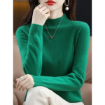 Meriinovillane ka&scaron;miirist sviiter naiste kootud kampsun, kaelusega pikkade varrukatega pulloverid s&uuml;gistalveriided soojad džempertopid XXL roheline