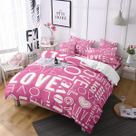 Huultega pol&uuml;estrist tekikotikomplekt Punane s&uuml;da Yst&auml;v&auml;np&auml;eva kingitus paarile naisele King Queen suurusega voodipesukomplekt padjap&uuml;&uuml;riga (135x200cm) pink