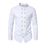 Meeste S&auml;rk Retro Kaherealine Kuninglik Stiil P&uuml;stkrae Pikkade Varrukatega &Uuml;hev&auml;rviline Slim Fit Ametlik Pehme Hingav Keskmise Pikkusega Meeste &Uuml;laosa S valge