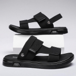 Suvised meeste sandaalid libisemiskindlad pl&auml;tud meestele rannasandaalid nahast pehme tallaga sussid meeste vabaaja v&auml;lissandaalid suured suurused 38 must