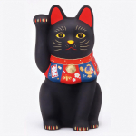 Yakushi Keraamikakoda Maneki-neko Kutsuv Kass Suur Must Keraamiline &Otilde;nnetoov Figuur must