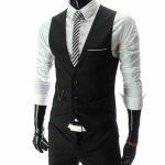 Meeste kleidivestid Slim Fit Meeste &uuml;likonnavest Meeste vest Gilet Homme Vabaaja Varrukateta Ametlik &Auml;rijakk L must