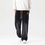 Kevad S&uuml;gis Meeste Cargo Teksad N&ouml;&ouml;riga V&ouml;&ouml; Laiad S&auml;&auml;red Denim P&uuml;ksid Sirged Baggy Teksap&uuml;ksid M must