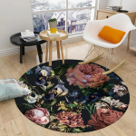 Pioni roosi&otilde;ie &uuml;mmargune vaip pehme libisemiskindel ringvaip magamistuppa elutuppa diivani tooli lilleline dekoratsioon 160x160cm