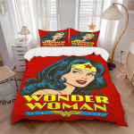 3 tk Wonder Woman Voodipesukomplekt, Tekikott ja Padjap&uuml;&uuml;rid Masinpestav Aastaajad k&otilde;ik sobivad, Disain Magamistoa jaoks (T&auml;itmine puudub)268 135x200cm red