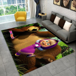 3D M-Masha Multikas B-Karhu J&otilde;uludeks AlaVaip, Vaip Vaip Elutoa Magamistoa Diivani Uksemati Kaunistuseks, Laste Libisemisvastane P&otilde;randamatt 230x160cm(90x62in)