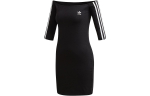 Adidas Originals Hot Girl kollektsioon L&uuml;hikeste varrukatega kleidid Naiste Must Paadikaelus M&otilde;&otilde;dukas L&uuml;hike ED7521 32