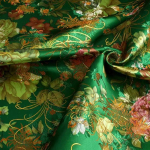 100x70cm Brokaat Žakard Siidkangas DIY Vana Kost&uuml;&uuml;m Hanfu Tang Kost&uuml;&uuml;m ja Cheongsam On Kuldne L&otilde;ng Pioon 100x70cm green