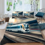 3D prindiga rong ja raudtee teemaline voodipesukomplekt Pehme tekikate 1/2 tk padjap&uuml;&uuml;riga Lastele T&auml;iskasvanutele Mikrokiud Tekikate 135x200cm