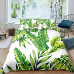 Lehe Muster Tekikott Komplekt Romantiline Puhkusesaar Hawaii Banaanipuud Voodipesu Komplekt Kahekohaline Queen King T&auml;issuurus Pol&uuml;ester Tekikoti Kate 135x200cm