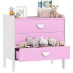 Laste kummut 3 sahtliga, MDF, Hoiukapp lastele, Roosa+Valge 60 x 40 x 60 cm roosa