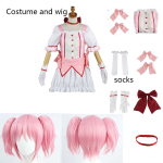 Kaname Madoka Cosplay Kost&uuml;&uuml;m Anime Madoka Magica Homura &Uuml;htne Kleit koos T&scaron;okeri, Kindade, Sokkidega Halloweeni R&otilde;ivad XS（old） white