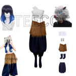 Naiste Halloweeni kost&uuml;&uuml;mid Anime Deemon Hashibira Inosuke Cosplay Seakujuline mask Sidemega p&uuml;ksid Kimetsu no Yaiba Parukas &Uuml;likond S gray