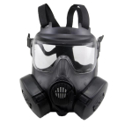 Kaitsev taktikaline respiraatormask, t&auml;isn&auml;oga gaasimask Airsofti, laskmise, jahipidamise, ratsutamise, v&auml;litingimuste CS-m&auml;ngu, Cosplay'i kaitseks Black-Clear Lens