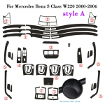 Mercedes-Benz S-klass W220 2000-2006 Sisekeskjuhtpaneeli uksek&auml;epideme s&uuml;sinikkiust kleebised Decals Autokujundus Tarvik Right Hand Drive black