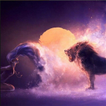 Isetehtud k&auml;sitsi valmistatud teemanttikandid, peen mosaiik&otilde;mblus L&otilde;vi m&ouml;irgab pilt Kodukaunistus 20X30CM