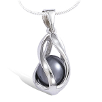 Les Tr&eacute;sors De Lily [J9550] - Pendentif Argent 'Perla' gris argent&eacute; (rhodi&eacute;) - 16x9 mm hall