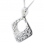Altesse [L0375] - Collier acier 'Carmen' argent&eacute; h&otilde;be