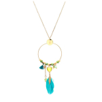 Les Tr&eacute;sors De Lily [Q8627] &ndash; kuldroheline Boho terasest disainerkaelakee &ndash; 80x35 mm roheline