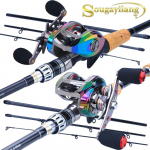 &Otilde;ngeritvade rullid 1,8 M/2,1 M Reisimine S&uuml;sinikkiust valatav &Otilde;ngeritvade Reel Combos 13BB Casting Reel 1.8M Rod&Reel Left Hand