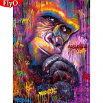 Teemantmaaling Round Drill  Color Monkey  3D tikandid Ristpistes Kingitus Kodukaunistus 20X30CM