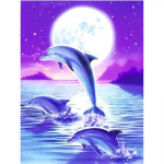T&auml;ielik 5D Teemantmaaling Loomade Delfiin Teemanttikandid Ristpistes Kodukaunistus K&auml;sitsi valmistatud kingitus 20x30cm