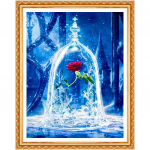 T&auml;is&uuml;mmargune teemanttikandid punane roos  lill , teemantmaaling ristpistes kivist kodukaunistus 20X30CM