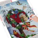 5D Teemanttikandid Lind K&auml;sit&ouml;&ouml; Uus Saabumine DIY Teemantmaaling Loomamosaiik Talvine Rhinestone Kit j&otilde;ulukink Full Round 20X30CM