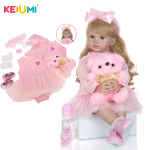 KEIUMI Uue disainiga Baby Reborn Girl Doll 24 Tolline Pehmest Silikoonist Riidest keha Realistic Reborn Dolls Babies Bonecas Meninas 24 inch