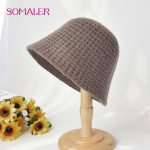 SOMALER talvine kootud villane &auml;mbriga nokam&uuml;ts naistele moeruudulise mustriga naistele s&uuml;gisene s&uuml;gisene vabaaja m&uuml;ts pruun