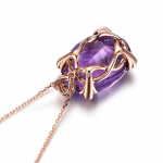 Bella BoxHigh End Luxury Amet&uuml;st 18K kullav&auml;rvi naturaalne amet&uuml;st s&uuml;damega kaelakee naistele v&otilde;luv pulmakihlus peened ehted uued trendikad roosa kuldne v&auml;rv