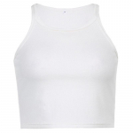 Lihtne valge varrukateta puuvillane kaameratoode Naiste Moodsad soonikud, k&auml;rbitud &uuml;laosad Naistele Basic Fitness Camisole Summer S valge