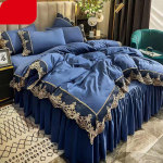 King-/queen-/kahe suurusega pitsist voodilina tekikate Padjap&uuml;&uuml;r Neljaosaline komplekt, tihendav magamistuba, kvaliteetne lihtne voodipesu full 4pcs