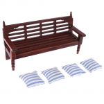 1:12 nukumaja minim&ouml;&ouml;bel puidust diivan koos 4 padjaga nukkudele, lastele m&otilde;eldud rollim&auml;nguasi wood sofa 4pcs pillows