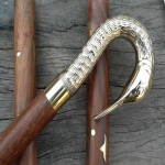 Brass Swan Designer k&auml;epide puidust jalutuskepist Vintage Antiik k&auml;sitsi valmistatud