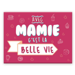 Les Tr&eacute;sors De Lily [A3617] &ndash; keraamiline magnet  Mamie  roosa (vanaemaga on see hea elu) - 8x6 cm mitmev&auml;rviline