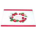 Les Tr&eacute;sors De Lily [R6776] - L&otilde;ikelaud / klaasist alus 'Red Fruits and Gourmandises' punane valge - 30x20 cm punane