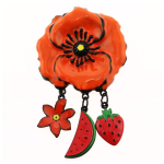 Les Tr&eacute;sors De Lily [R6105] &ndash; disainerpross  Lilipoupettes  (lill- arbuus- maasikas) oranž punane - 80x45 mm oranž