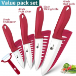 Keraamiline nugade komplekt 3 4 5 6 tolline k&ouml;&ouml;ginugade komplekt puu-k&ouml;&ouml;giviljade viilutamiseks tsirkooniumi valge teraga kokanoad 3456inch peeler