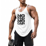Muscleguysi meeste Fitnessi lahtine kerge varrukateta T-s&auml;rk suvine puuvillane tr&uuml;kitud No Pain No Gain j&otilde;usaali paak XXL