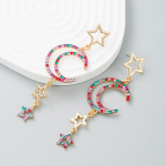 Naiste barokkstiilis rippk&otilde;rvar&otilde;ngad titaanist terassulamist ripatsk&otilde;rvar&otilde;ngad akr&uuml;&uuml;list v&auml;rvilised kristallist kuu t&auml;hekujulised geomeetrilised k&otilde;rvakaunistused OneSize valge