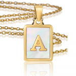 Stiilne ruudukujuline ripats kaelakee meeste roostevabast terasest naturaalsest koorega kullatud kirjaga kaelakee esialgne kaelakee naistele A kuld