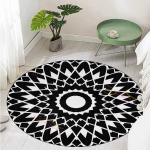 Mandala &uuml;mmargune vaip Must-valge &uuml;mmargune vaip Pehme toavaip Libisemiskindel tugitool Matt Kaunista m&auml;ngutuba 120cm