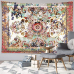 Mandala seinavaibad Boho seinavaibad Magamistoa kaunistus Bohemia lilleline rannar&auml;tik India kunstitr&uuml;kk Seinamaaling Elutuba 95x73cm