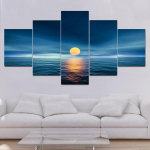 5 t&uuml;kki Maastik Sinine meri T&auml;iskuu l&otilde;uend maalimine Loodusmaastik Plakatid ja v&auml;ljatr&uuml;kid Seinapildid Kodukaunistus Ilma raamita 20x35cm*2 20x45cm*2 20x55cm*1