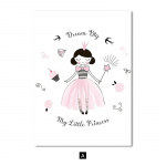 Roosa printsessi beebide lasteaia prindid P&otilde;hjamaade plakatite kroonikuninganna l&otilde;uendi maalimine seinakunstipildid lastele, t&uuml;drukute tubade kaunistamine A4 21x30cm No Frame